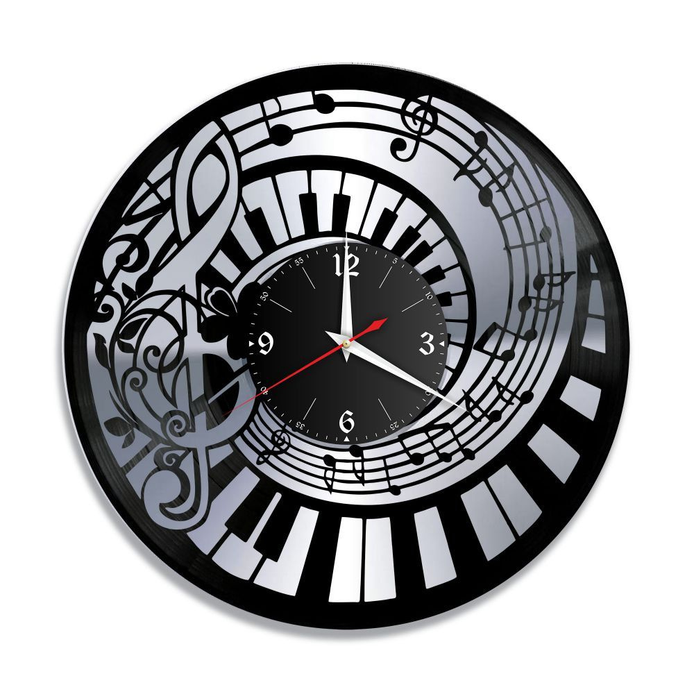 RedLaser Настенные часы "Музыка, серебро, из винила №21", 30 см  #1