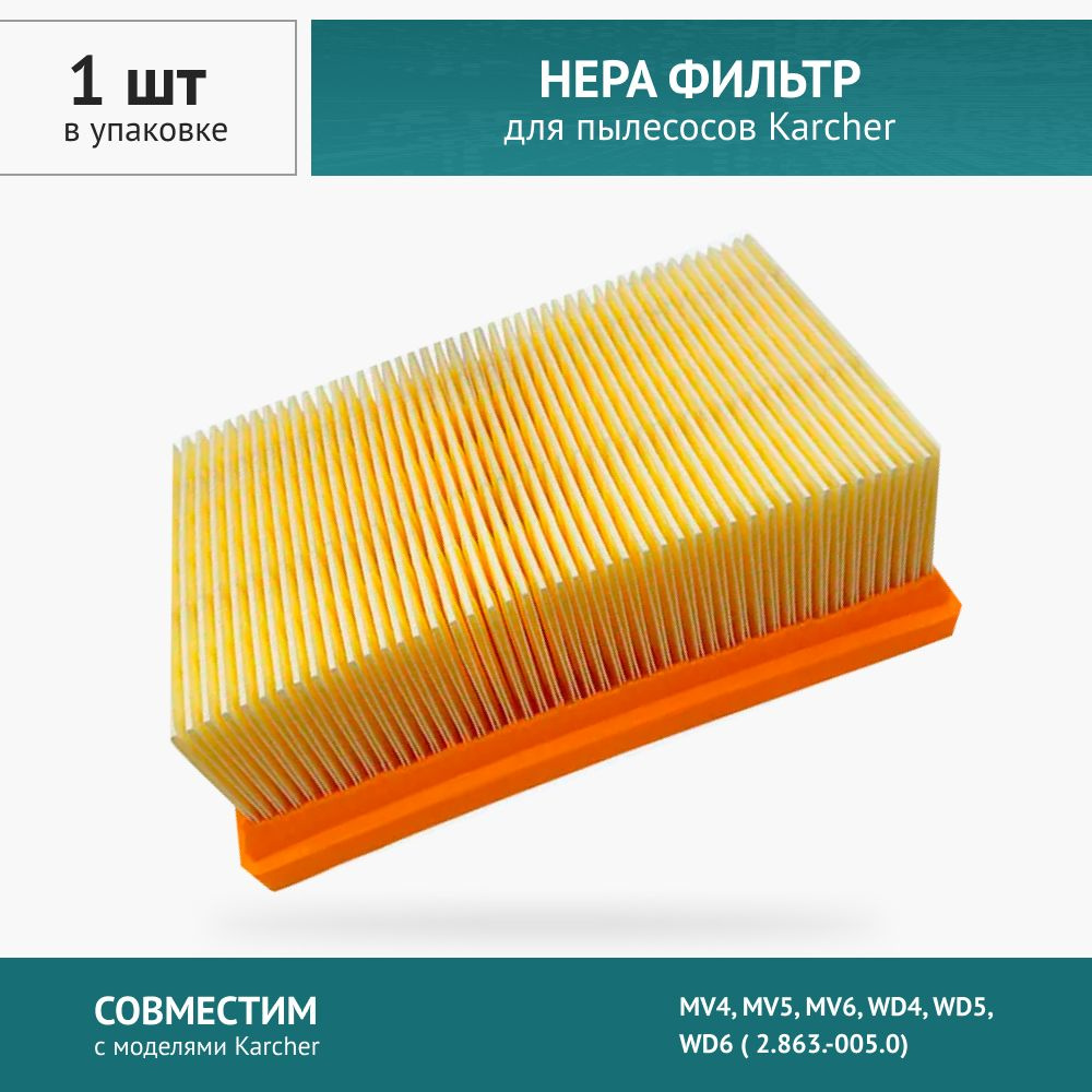 Фильтр плоский складчатый для пылесосов Karcher MV4, MV5, MV6, WD4, WD5, WD6 ( 2.863.-005.0)  #1
