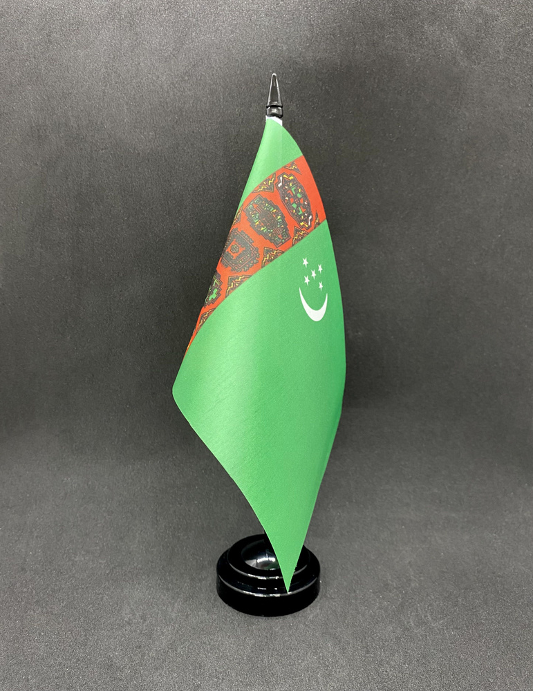 Туркменистан. Настольный флаг на подставке, 30 см #1