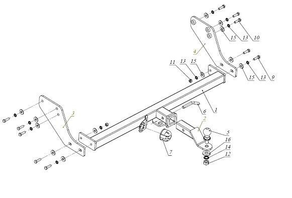 Фаркоп Бизон на Great Wall Wingle FA 0646-E(N) ( 3, с 2007 по 2013 г.в. 5, с 2011 по 2015 г.в.(c накладкой #1