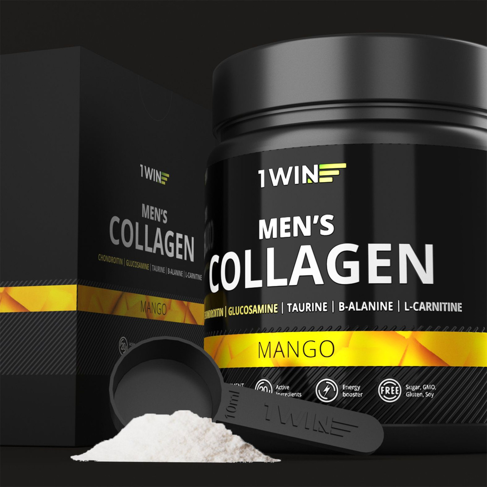 1WIN Коллаген комплекс для мужчин с 20 активными ингредиентами: аминокислоты, L-carnitin, витамины, хондропротекторы. #1
