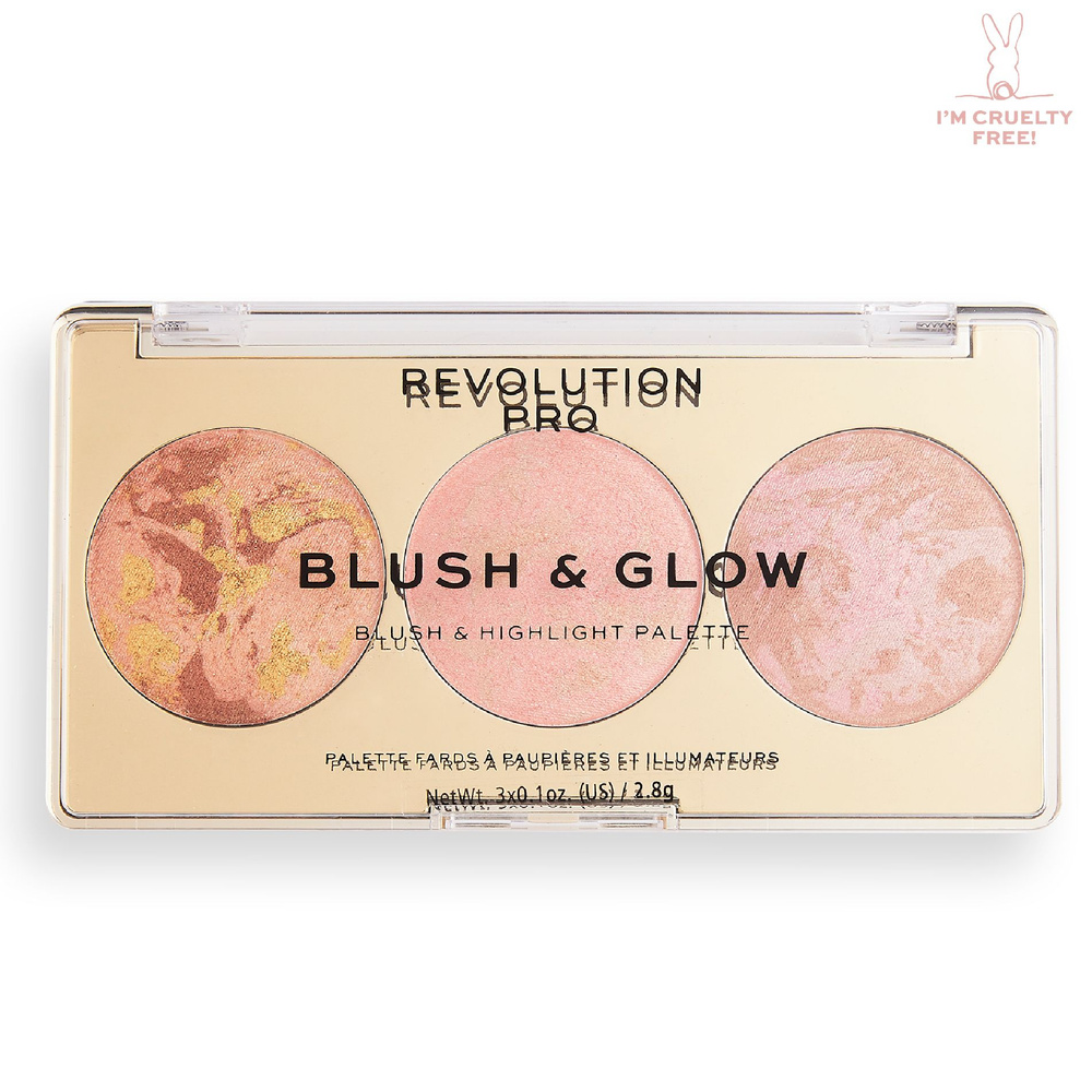 REVOLUTION PRO Румяна, бронзер и хайлайтер 3 в 1 BLUSH & GLOW  Peach Glow #1