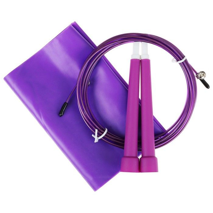 Набор для фитнеса ONLITOP: эспандер ленточный, скакалка скоростная, цвет фиолетовый  #1