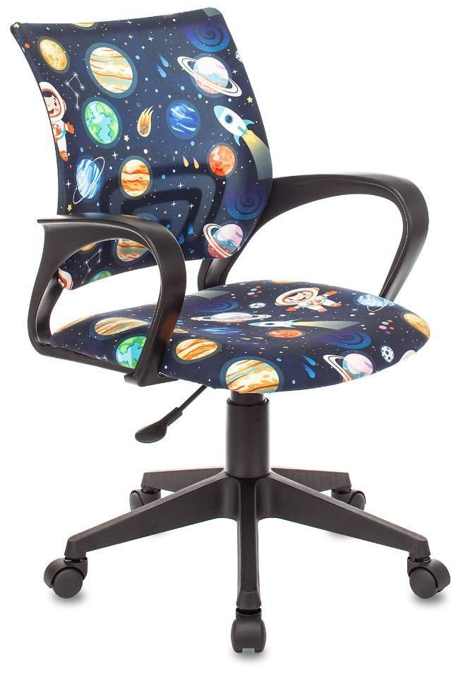 Кресло детское Бюрократ BUROKIDS 1 цвет черный, рисунок космонавт, крестовина пластик (1687099)  #1