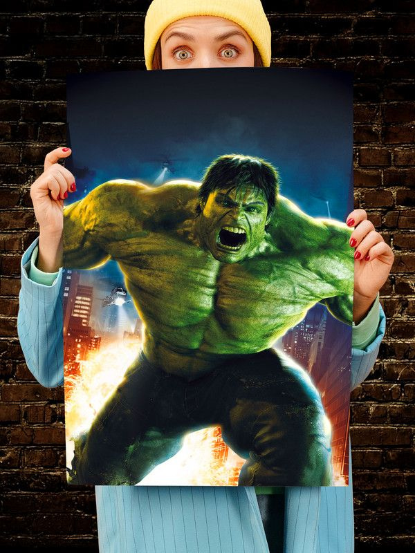 Постер интерьерный Халк, 70х46 см. Матовый яркий. Мстители Супергерой  #1