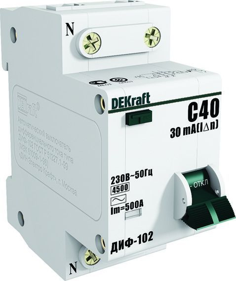 Дифференциальный автомат Dekraft 1Р+N 10А 30мА тип AC х-ка С ДИФ-102 4,5кА (16002)  #1