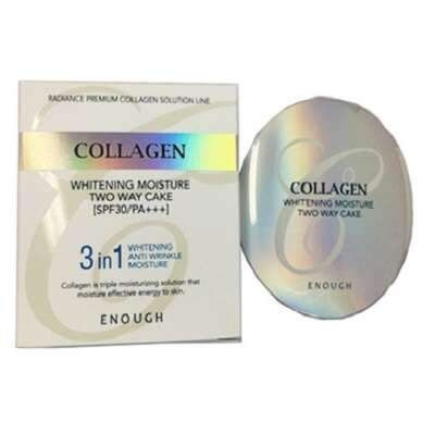 Enough Осветляющая увлажняющая пудра с запаской 21 Collagen Whitening Moisture Two Way Cake  #1