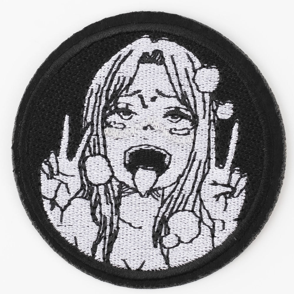 Нашивка, шеврон, патч (patch) Ахегао дабл пис Ahegao double peace, размер 7*7 см  #1