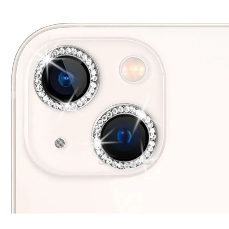 Защитное стекло на камеру iPhone 13 со стразами, серебристый  #1
