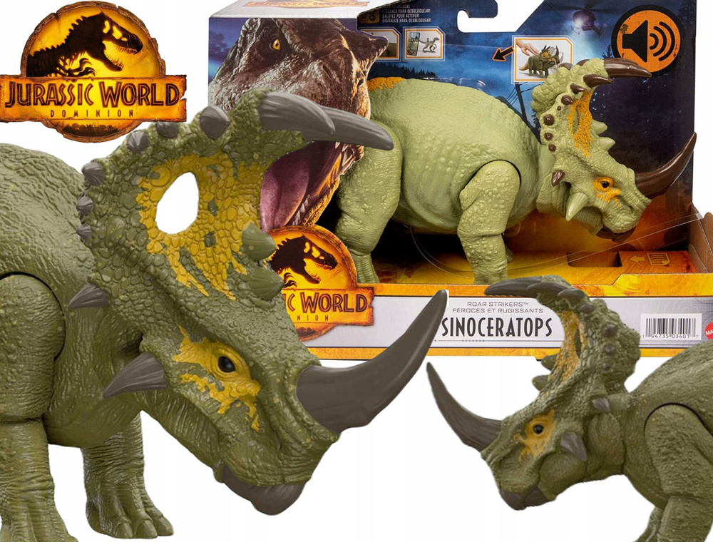 Фигурка динозавра с движением и звуком Jurassic World Roar Strikers Sinoceratops HDX43  #1