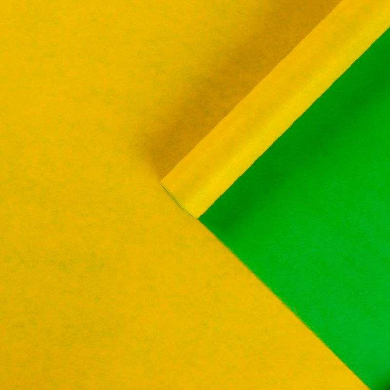 Крафт-бумага упаковочная беленая "Двухцветная Зеленый + Желтый" / рулон 1 шт. / 10*0,72 м  #1