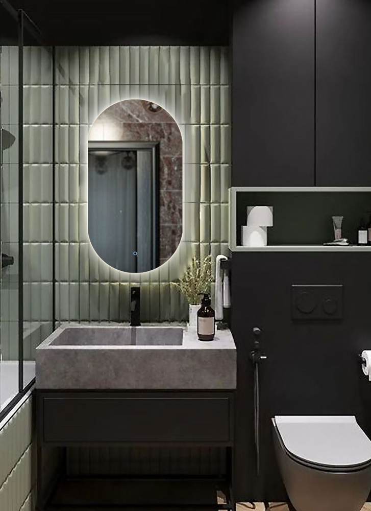 Зеркало для ванной Kapsula 70*30 овальное "парящее" с нейтральной LED-подсветкой  #1