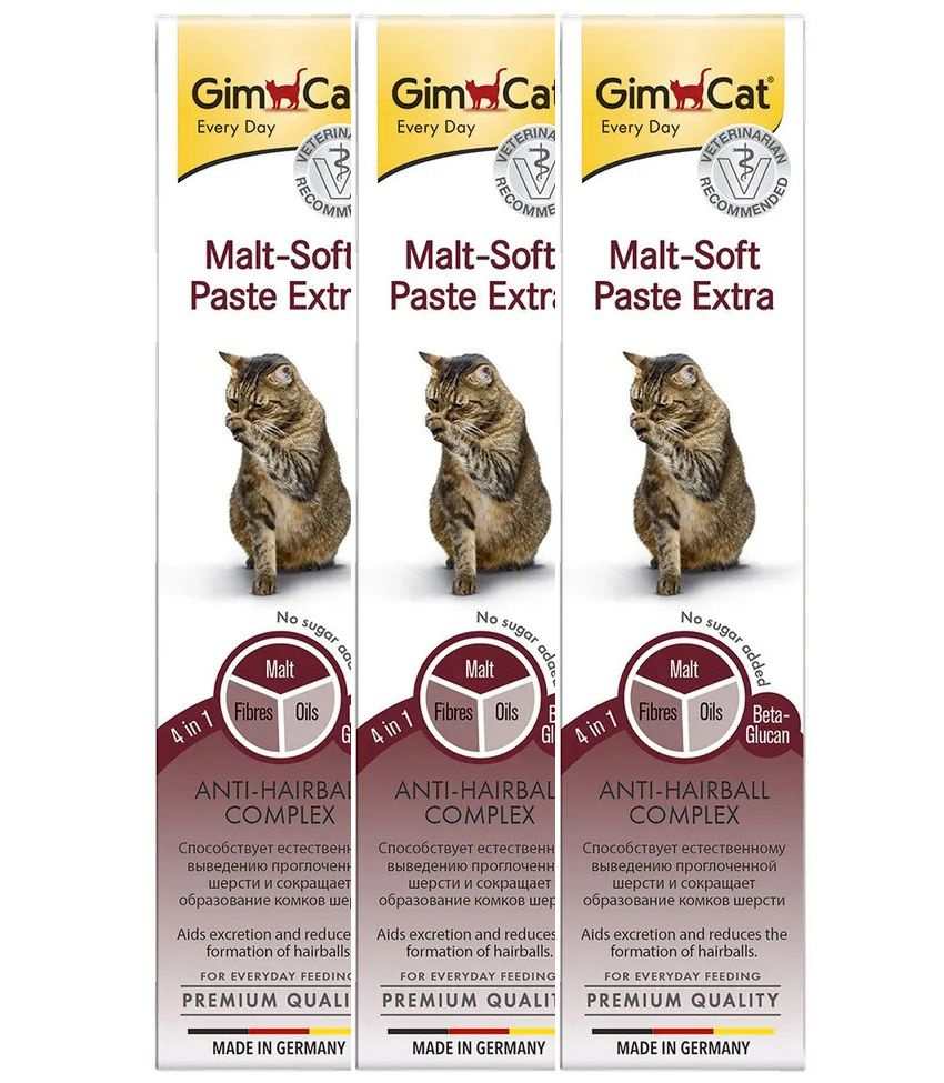 Мальт-Паста для кошек GimCat Malt-Soft Paste Extra с эффектом выведения шерсти, 50 гр. 3 упаковки  #1
