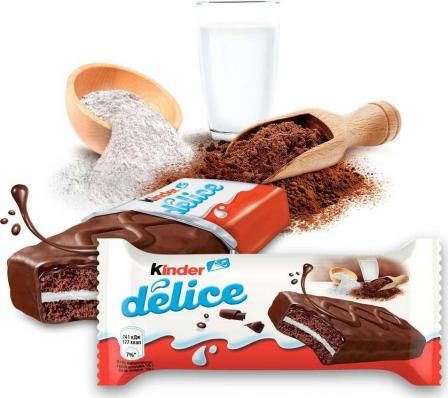 Пирожное бисквитное Kinder Delice, покрытое какао-глазурью, с молочной начинкой, 39г, 10 шт  #1
