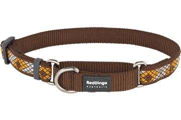 Ошейник-полуудавка для собак Red Dingo коричневый Monty 20мм*31-47см  #1