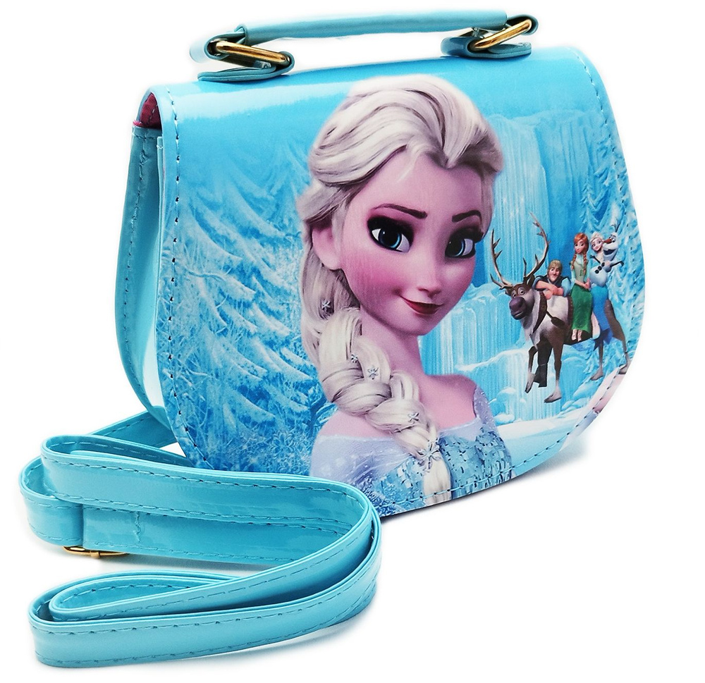 Детская сумка на плечо Принцесса Эльза - Зимнее путешествие, цвет - голубой / Сумочка для девочки Холодное #1