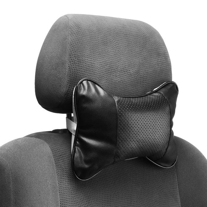 Подушка автомобильная для шеи, экокожа, 18x25 см, черный #1