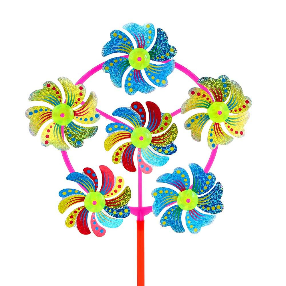 SILAPRO Ветрячок детский Цветочки, 6 насадок, 49х21 см, пластик  #1