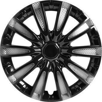 Колпак колеса декоративный R-15 Торнадо Т серебристо-черный карбон 2шт. AIRLINE AWCC1510  #1