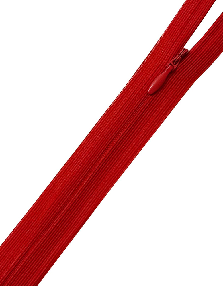 Молния потайная скрытая спираль неразъемная 50 см красная  #1