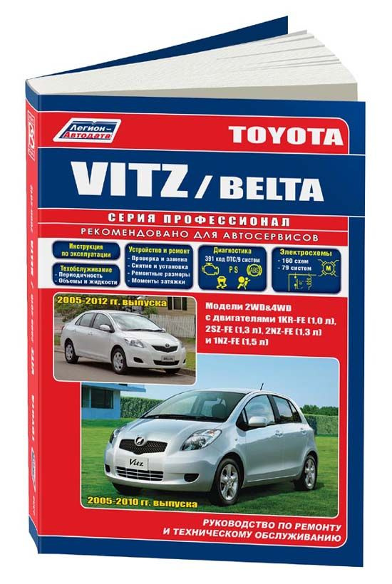 Toyota Vitz, Belta 2005-12 c бензиновыми двигателями 1KR-FE 1.0, 2SZ-FE 1.3, 2NZ-FE 1.3, 1NZ-FE 1.5. #1