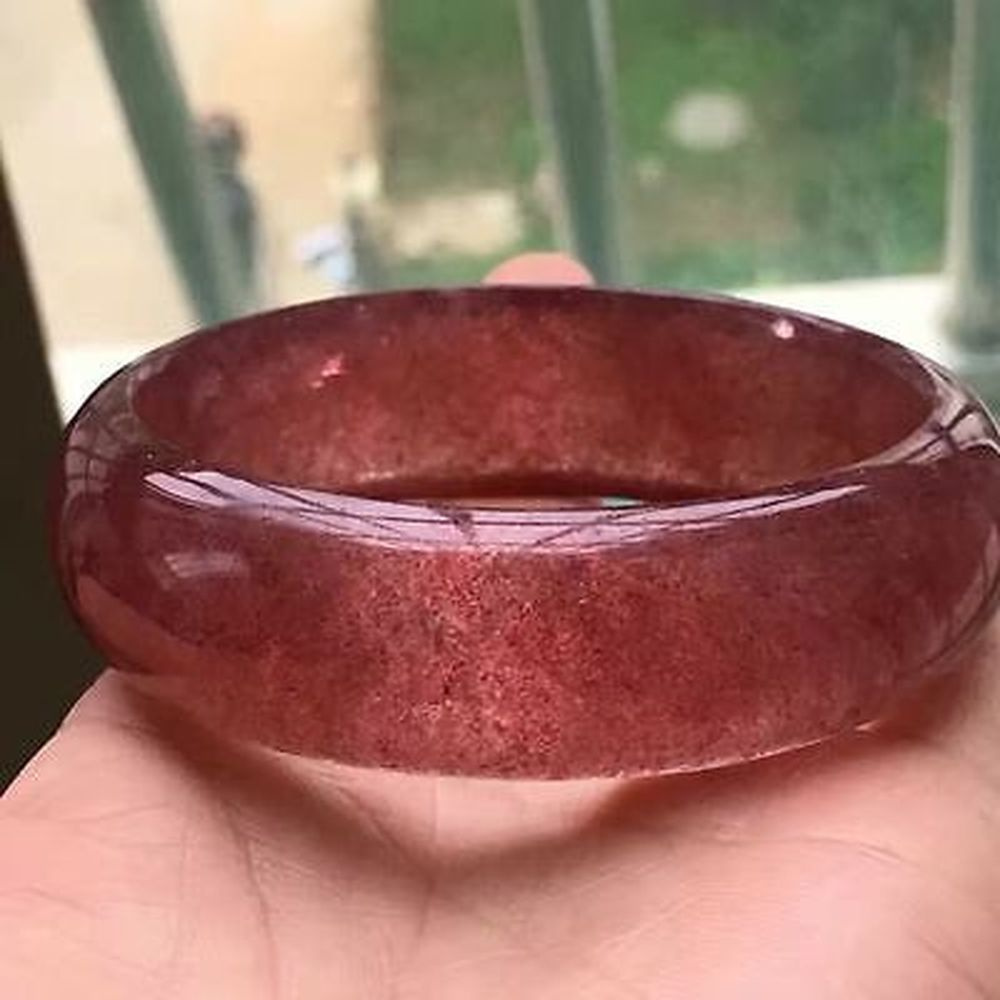 Камень натуральный самоцвет кольцо из Клубничного кварца 16-16,5й размер талисман, оберег, амулет  #1