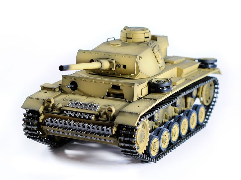 Р/У танк Taigen 1/16 Panzerkampfwagen III Германия дым, свет для ИК боя V3 2.4G RTR пустыня TG3848-BD-IR3.0 #1