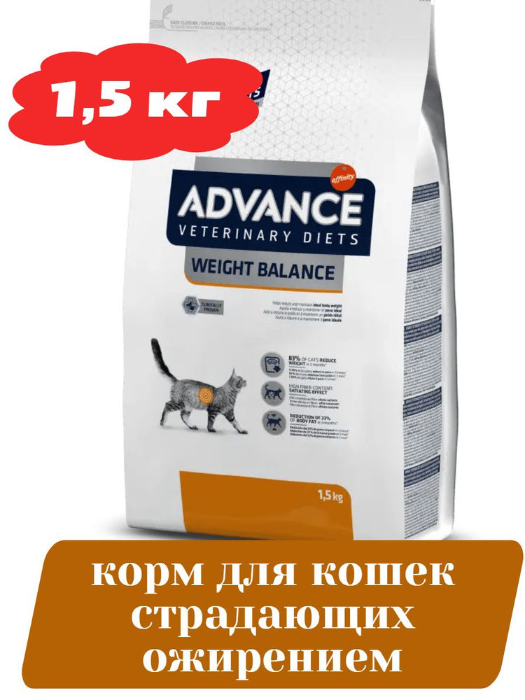 Корм для кошек Advance VetDiet 1,5кг Сухой корм для кошек страдающих ожирением  #1