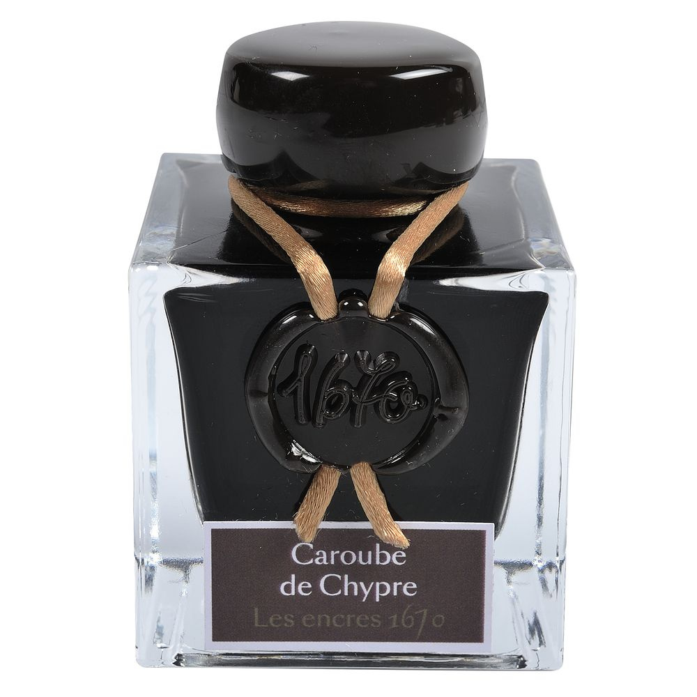 Чернила в банке Herbin Prestige 1670, 50 мл, Caroube de Chypre Коричневый с золотыми блестками  #1