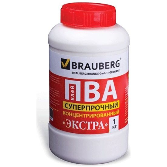 Клей ПВА Brauberg, 1 кг, суперпрочный (керамика, ткань, кожа, дерево, бумага, картон)  #1