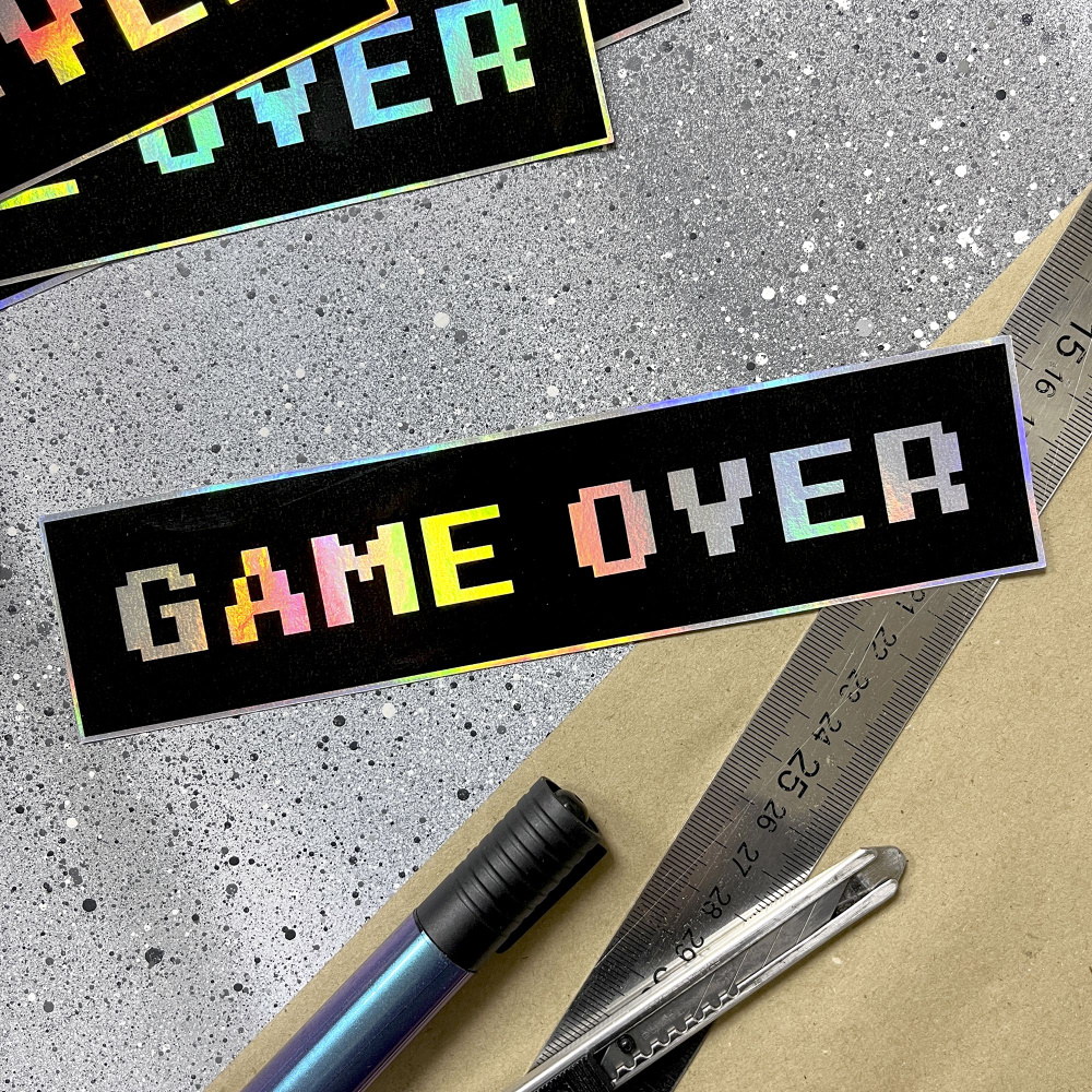 Наклейка голографическая надпись Game Over #1