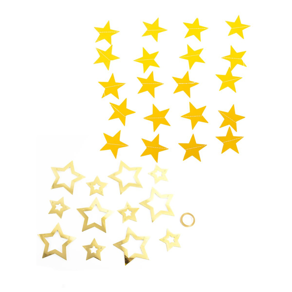 Гирлянда-подвеска Звезда, Золото, 220 см и Гирлянда Звезда, Контур, Золото, Металлик, 250 см, 2шт  #1