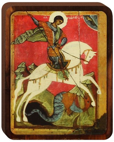 Икона "Святой великомученик Георгий Победоносец" на деревянной основе (4х5 см).  #1
