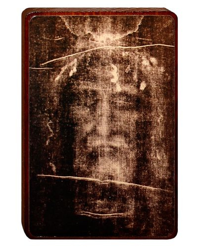 Икона на деревянной основе Иисуса Христа "Туринская Плащаница" (9*6*1 см).  #1