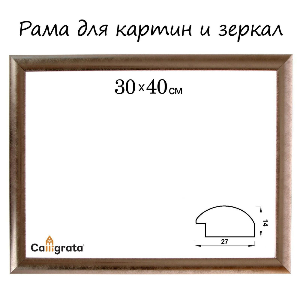 Багетная рама для картины (зеркал) 30х40х2,7 см, пластиковая, серебро  #1