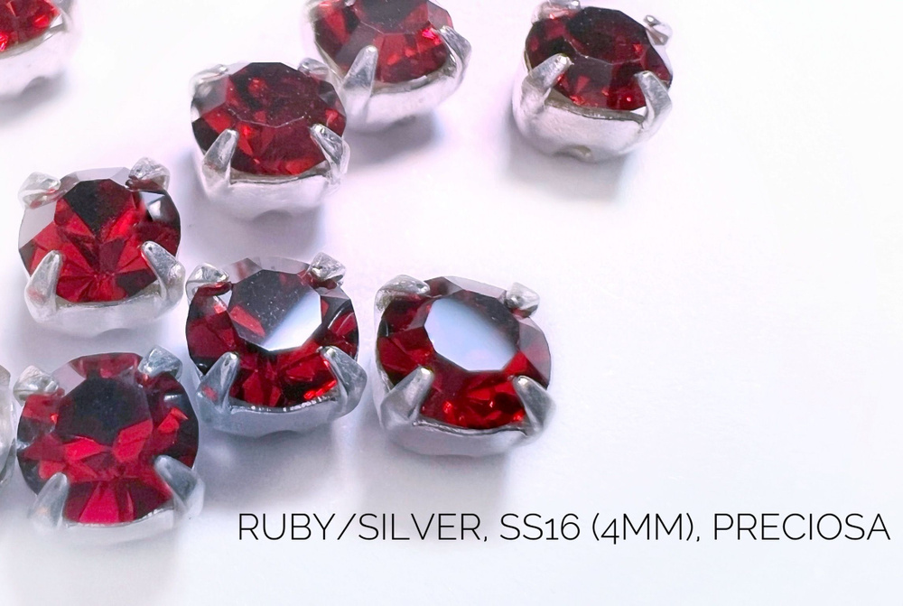 Шатон в оправе ss16(4мм) Preciosa (25 шт) Ruby/Silver #1