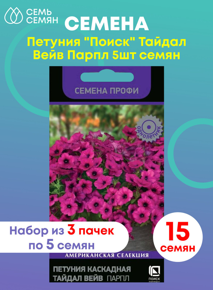 Петуния "Поиск" Тайдал Вейв Парпл 5шт (набор из 3 шт) #1