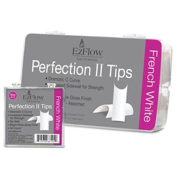 EzFlow Perfection II Nail Tips - French White, 50 шт. - белые французские типсы № 1 для дизайна и наращивания #1