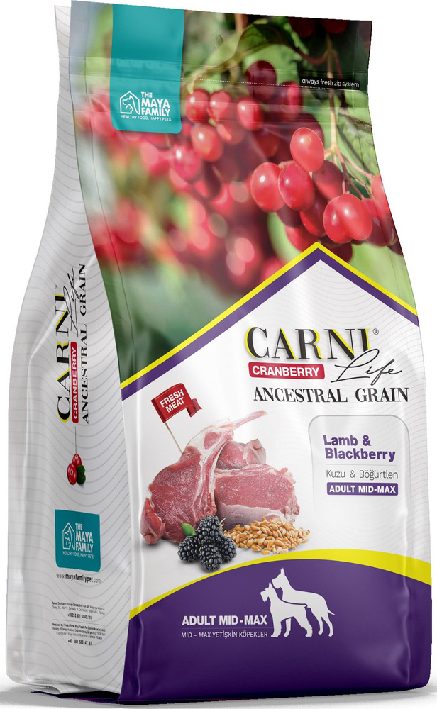 Корм Carni Life Medium Maxi Ancestral Grain Lamb & Blueberry (низкозерновой) для собак средних и крупных #1