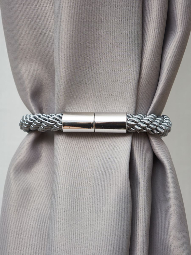 Подхват для штор на магните Witerra "Бандо" из текстильного плетеного шнура, длина 52 см, серый, 1 шт. #1