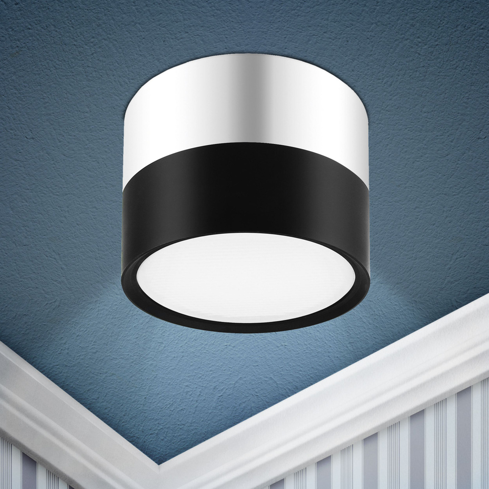 Декоративная подсветка, Накладной светильник под лампу, OL7 GX53 BK/CH, цвет черный+хром  #1
