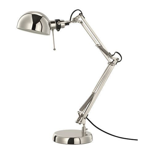 Настольная лампа IKEA FORSA никелированная серебристая #1
