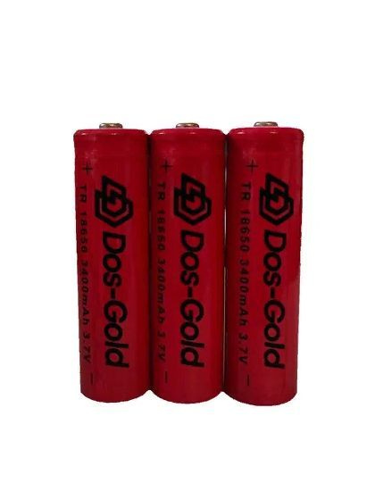 Аккумуляторные батарейки 18650 , Dos-Gold , 3400 mAh , 3.7V , 4.2 V зарядки , 3 шт.  #1