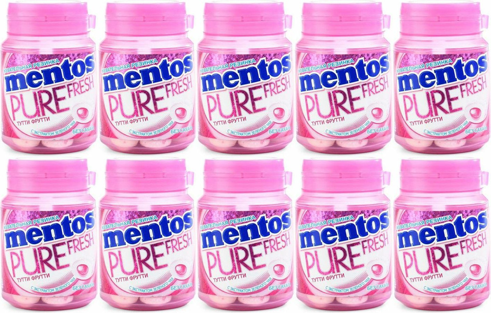 Жевательная резинка Mentos Pure Fresh Тутти фрутти с экстрактом зеленого чая без сахара, комплект: 10 #1