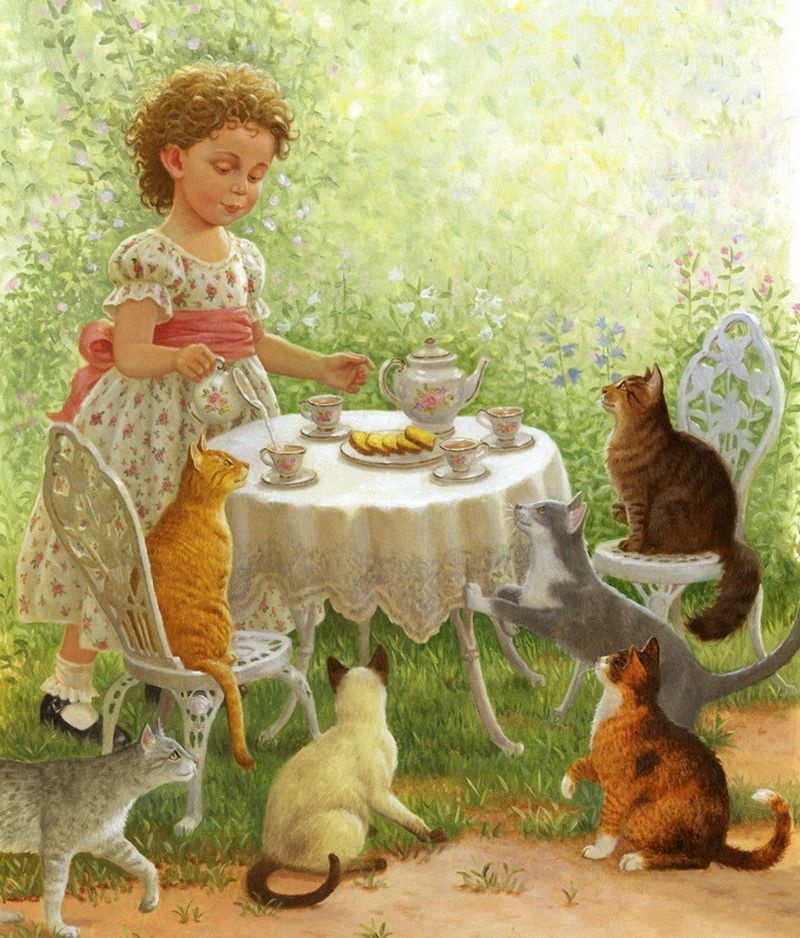 Схема для вышивки крестом HAED Cat Tea Party/Кошачье чаепитие #1