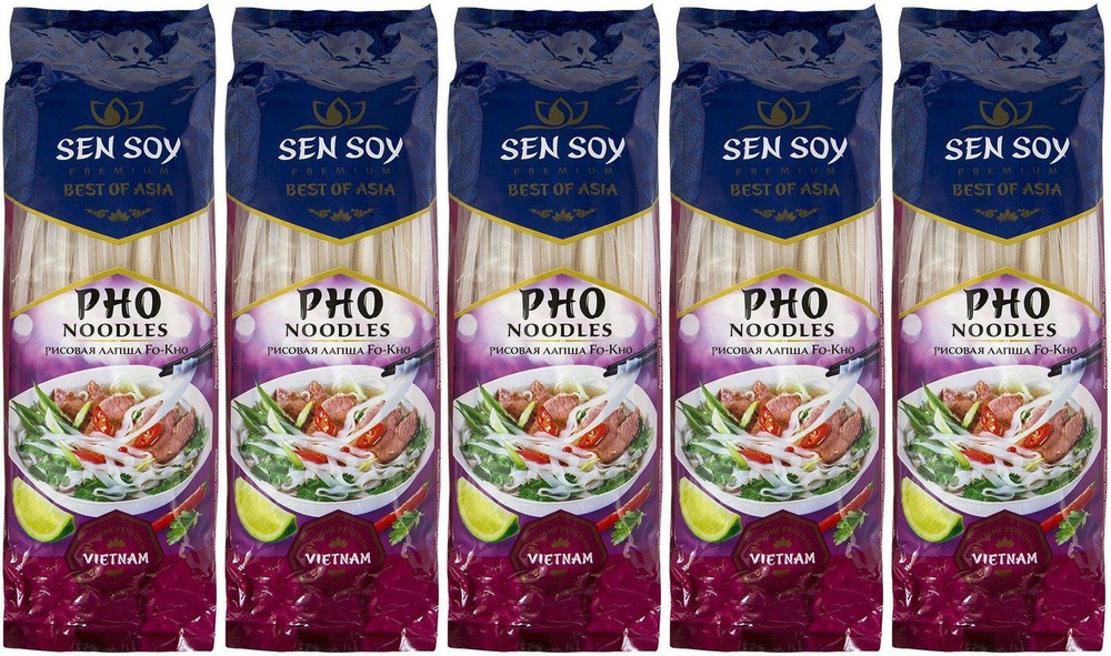Макаронные изделия Sen Soy Fo-Kho Лапша рисовая, комплект: 5 упаковок по 200 г  #1