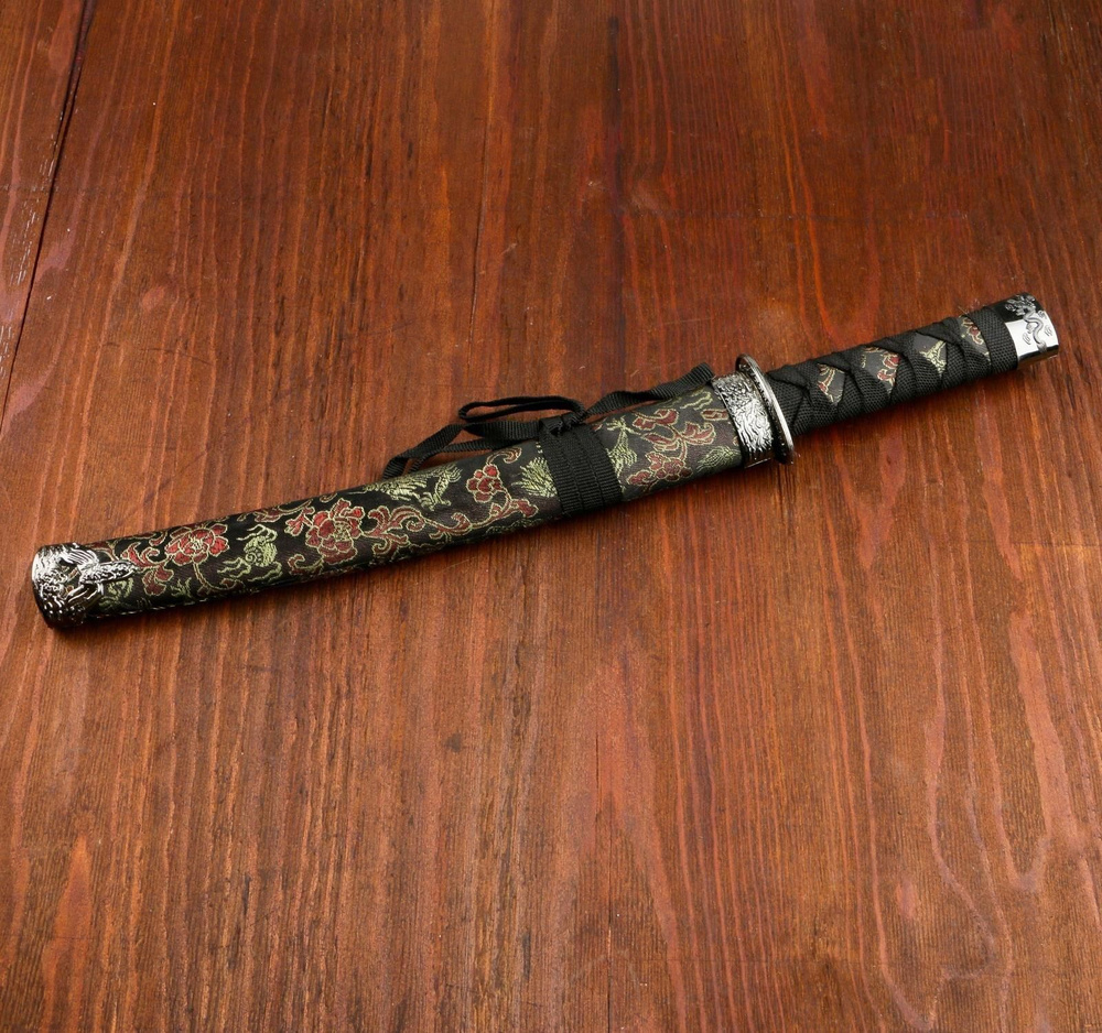 Сувенирное оружие "Катана", чёрные ножны с узорами в виде дракона, 47 см  #1