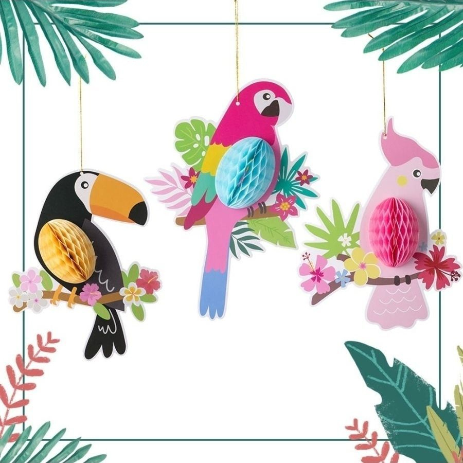 Набор Тропические попугаи, 3 шт, Гавайская вечеринка #1