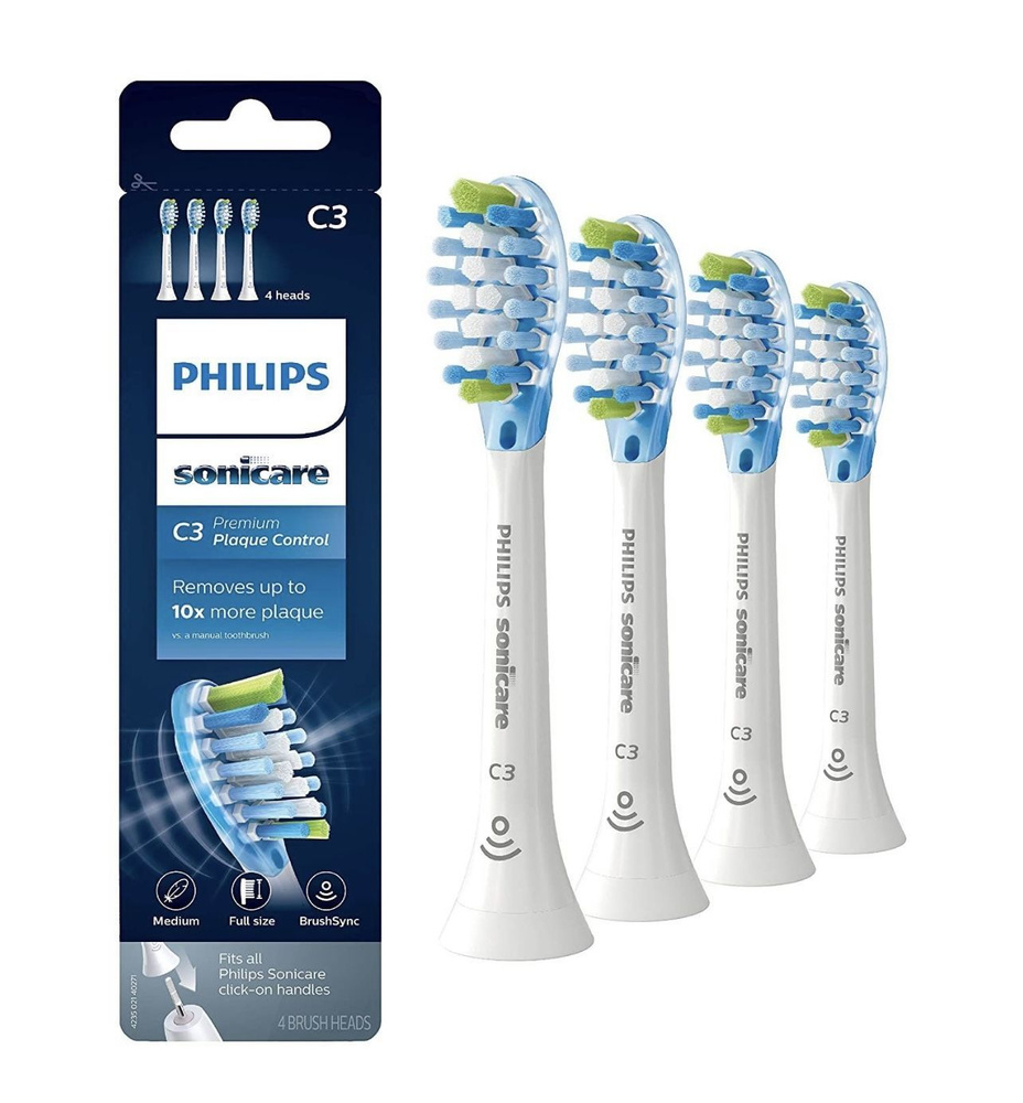 Насадка для электрической зубной щетки Philips Sonicare C3 Premium Plague defense HX9044/17, белая, 4 #1