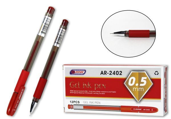 ASMAR Ручка Гелевая, толщина линии: 0.3 мм, цвет: Красный, 12 шт.  #1